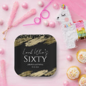 60th誕生日パーティー金ゴールドブラックルック誰が ペーパープレート (パーティー)