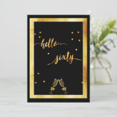 60th誕生日パーティー金ゴールドブラック60hello 招待状 (スタンド正面)