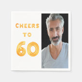 60th誕生日パーティー金ゴールド白い応援写真 スタンダードカクテルナプキン (正面)