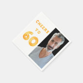 60th誕生日パーティー金ゴールド白い応援写真 スタンダードカクテルナプキン (角)