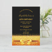60th誕生日パーティー金ゴールド黒の輝き 招待状 (スタンド正面)