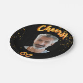 60th誕生日パーティー黒い金ゴールド写真 ペーパープレート (アングル)