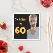 60th誕生日パーティー黒い金ゴールド応援写真 スタンダードカクテルナプキン (インサイチュ)