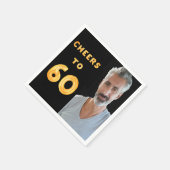 60th誕生日パーティー黒い金ゴールド応援写真 スタンダードカクテルナプキン (角)