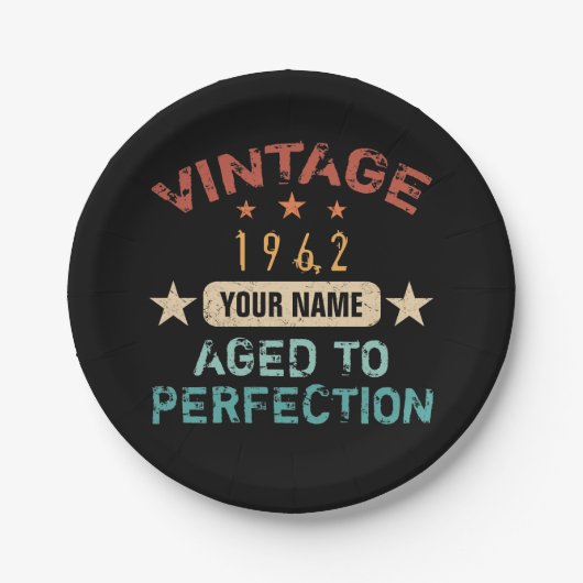 60th誕生日パーティー1962あなたの名前を追加 ペーパープレート (正面)