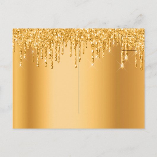 60th誕生日パーティー60金ゴールドグリッター日付を保存 ポストカード (裏面)