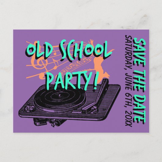 60th誕生日パーティー60s日付を保存 案内ポストカード (正面)