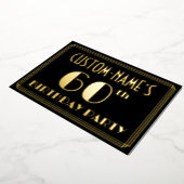 60th誕生日パーティー:アールデコの外観"60"、名前あり 箔招待状 (回転した状態)