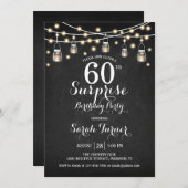 60th誕生日パーティー – シャルボードホワイト 招待状 (正面/裏面)
