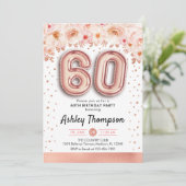 60th誕生日パーティー – バラ金ゴールドバルーン 招待状 (スタンド正面)