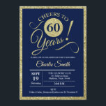60th誕生日パーティー – 海軍金ゴールド任意の年 招待状<br><div class="desc">第60回グリッターパーティーへの招待フェイク金ゴールドとネイビーブルー。応援60年！詳細なカスタマイズがもし必要な場合は、メッセージを送信する。</div>