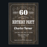 60th誕生日パーティー – 茶色の木模様 招待状<br><div class="desc">第60回バースデーパーティーへの招待。暗エレガント褐色の木模様のデザイン。どんなカスタマイズ年にも入る事ができる！</div>