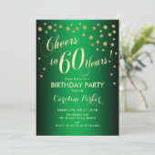 60th誕生日パーティー – 金ゴールドグリーン 招待状 (スタンド正面)