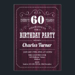 60th誕生日パーティー – Burgundy Wood Pattern 招待状<br><div class="desc">第60回バースデーパーティーへの招待。バーガンエレガントディなマルーンの木柄のデザイン。どんなカスタマイズ年にも入る事ができる！</div>