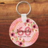 60th誕生日パーティーcoral金ゴールドダリア花 キーホルダー (正面)