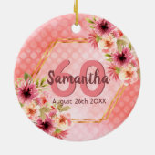 60th誕生日パーティーcoral金ゴールドダリア花 セラミックオーナメント (裏面)