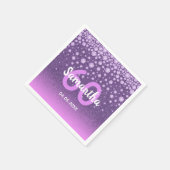 60th誕生日パープルピンクグリッターダイヤモンド名 スタンダードカクテルナプキン (角)
