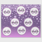 60th誕生日パープルピンクグリッターダイヤモンド名 ラッピングペーパー (フラット)