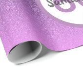 60th誕生日パープルピンクグリッターダイヤモンド名 ラッピングペーパー (ロールコーナー)