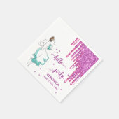 60th誕生日パープルピンクグリッタードリップハロー60 スタンダードカクテルナプキン (角)