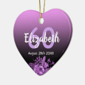60th誕生日パープルブラックフローラ名 セラミックオーナメント (左)