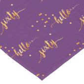 60th誕生日パープル金ゴールドhello 60タイポグラフィ ショートテーブルランナー (コーナー)