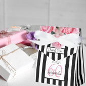 60th誕生日ピンクのバラの白黒ストライプ フェイバーボックス