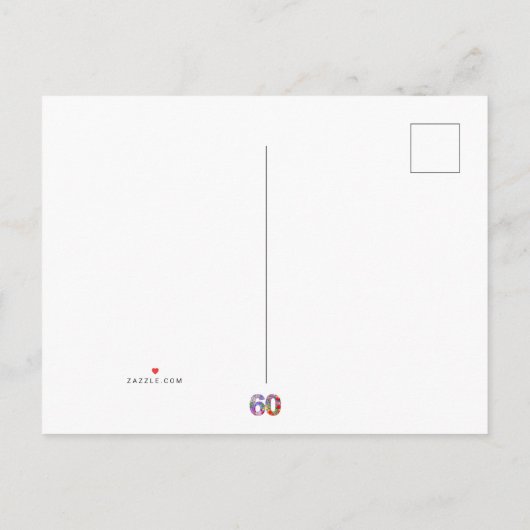 60th誕生日フローラモダン日付はがきを保存 案内ポストカード (裏面)
