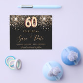 60th誕生日ブラックグリッター予算の日付を保存 チラシ (シングル)