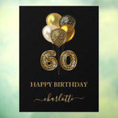 60th誕生日ブラック金ゴールドレオパード名スクリプト ウィンドウサイン (シート3)