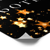 60th誕生日ブラック金ゴールド星写真ようこそ ポスター (角)