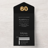 60th誕生日ブラック金ゴールドrsvp オールインワン招待状 (内側)