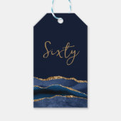 60th誕生日ブルー金ゴールドアゲートサンキュー ギフトタグ (正面)