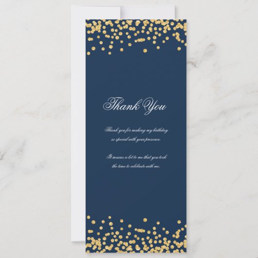 60th誕生日プログラムありがとう金ゴールドネイビーブルー 招待状 (裏面)