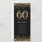 60th誕生日プログラムメニューありがとう金ゴールド紙吹雪 招待状 (正面)