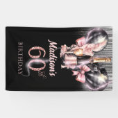 60th誕生日ラグジュアリーバラワインパーティーサイン 横断幕 (横)