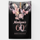 60th誕生日ラグジュアリーバラワインパーティーサイン 横断幕 (縦)