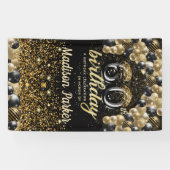 60th誕生日ラグジュアリーパーソナライズされたブラック金ゴールド 横断幕 (横)