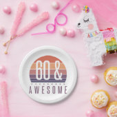 60th誕生日レトロサンセット ペーパープレート (パーティー)