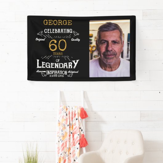 60th誕生日写真テンプレートレジェンダ 横断幕 (インサイチュ)