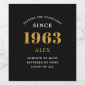 60th誕生日名黒金ゴールドシック ワインラベル (シングルラベル)