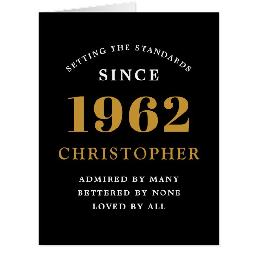 60th誕生日名1962黒金ゴールドカーエレガントド (正面)