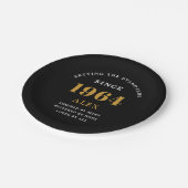 60th誕生日名1964ブラック金ゴールドシック ペーパープレート (アングル)