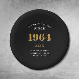 60th誕生日名1964ブラック金ゴールドシック ペーパーボウル