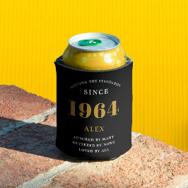 60th誕生日名1964ブラック金ゴールドシック 缶クーラー