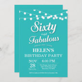 60th誕生日招待状アクアターコイズファブラス 招待状 (正面/裏面)