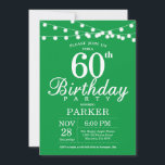 60th誕生日招待状グリーン 招待状<br><div class="desc">第60回誕生日招待状（ストリングライト付き）緑の背景。男性または女性誕生日。第15回16回18回20回21回30回50回70回80回90回100回、年齢は問わない。さらにカスタマイクリックズを行う場合はカスタマイズ、「IT」ボタンをクリックし、このテンプレートを変更するために当社のデザインツールを使用する。</div>