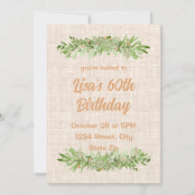 60th誕生日招待状 – リネングリーンリー | 六十