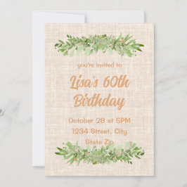 60th誕生日招待状 – リネングリーンリー | 六十 招待状
