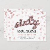 60TH誕生日日付の保存バラ金ゴールドバルーン 案内ポストカード (正面/裏面)